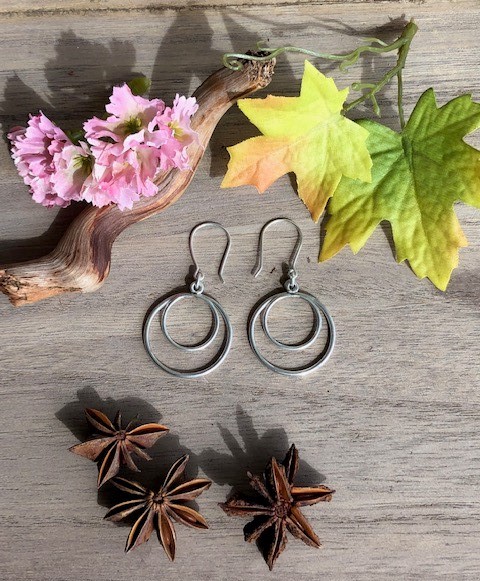 boucle d'oreille double créole en argent  anneaux diamètre 25 et 15mm